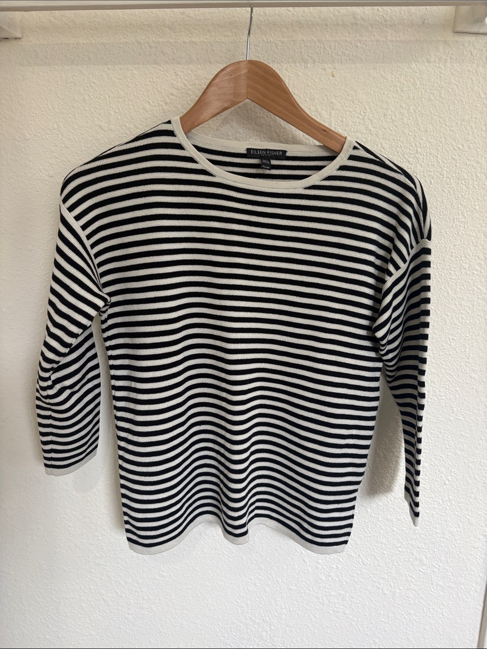Eileen Fisher Black & White Striped Crewneck Sweater